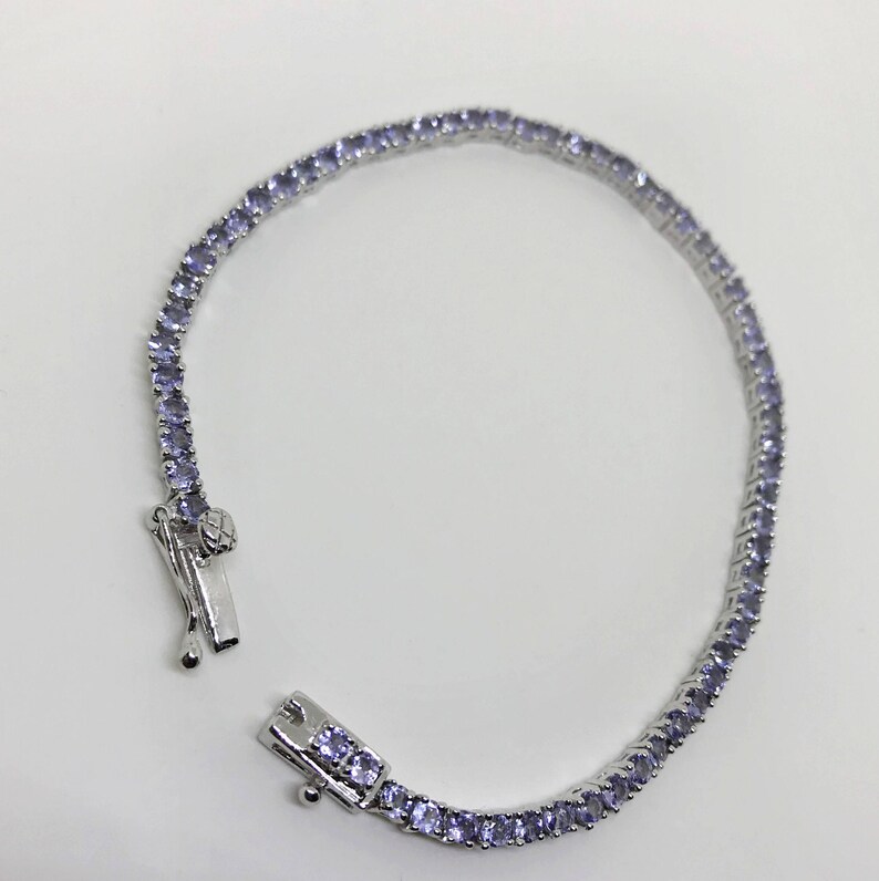 Sterling Silver Link Bracelet Natural Tanzanite 4.00 ct Bracelet, Appraised 625 USD image 4