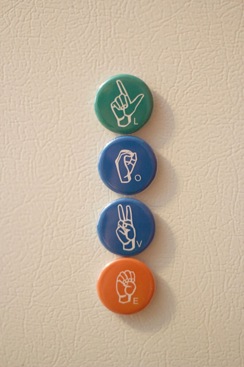 Color Full set 40 ASL Sign Language Alphabet Magnets