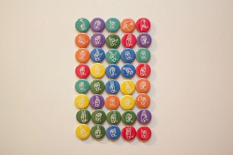 Color Full set 40 ASL Sign Language Alphabet Magnets