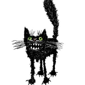 cat art, black cat art, original cat art, cat illustration, black cat, pen and ink cat, cat lovers art