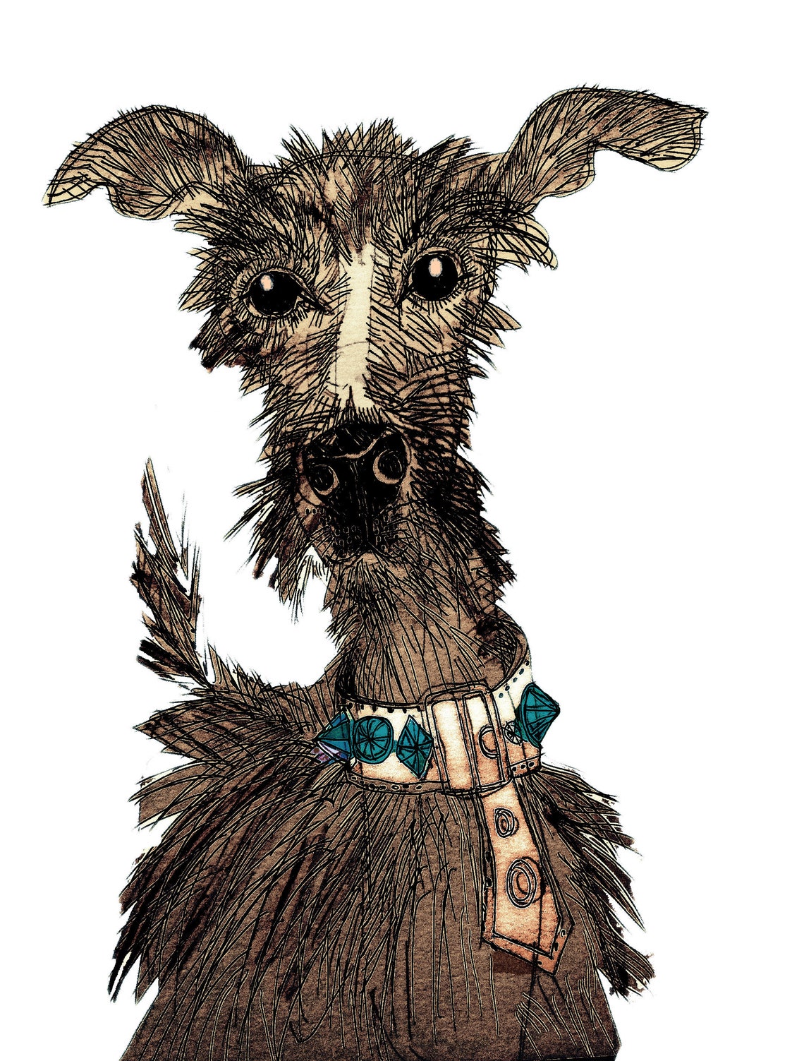 Dog art original lurcher art lurcher illustration pen and Etsy