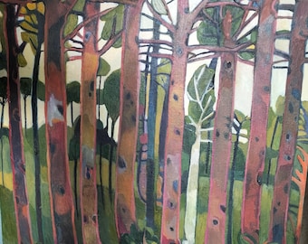 Oil painting, trees painting, landscape, oil on canvas,forest painting, original art, oil painting of trees,