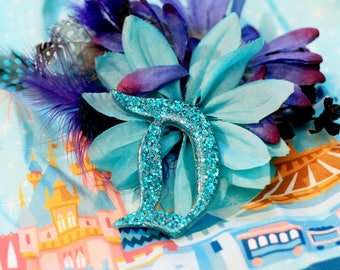 Turquoise Disney D Brooch