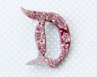 Disney D Brooch - Silver and Red Disney D Broooch
