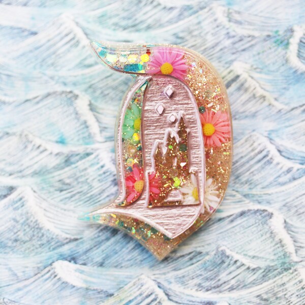 SALE Disney D Brooch - Dinah in the Daisies  Disney D Brooch - Golden Afternoon Flowers Magic Castle Disney Brooch