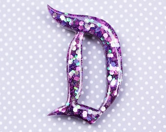 Purple Disney D Brooch