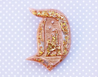 Disney D Brooch - Gold Star Confetti Disney D Brooch