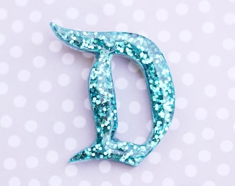 Turquoise Disney D Brooch - Classic Disney D Pin - Teal Disney D Brooch