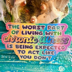 Handmade Holographic Spoonie Sticker: Chronic Illness, Disability Acceptance | Hollie Day Artist