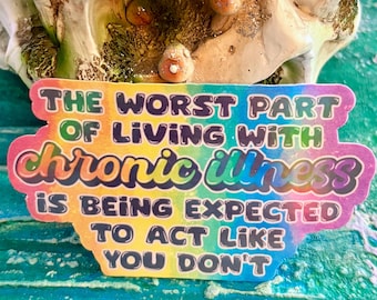 Handmade Holographic Spoonie Sticker: Chronic Illness, Disability Acceptance | Hollie Day Artist