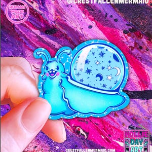 Blue Rainbow Galaxy Snail Sticker | Space Snail | Snail | Holographic Vinyl Sticker | Unique Sticker | Space  | Celestial  | Hollie Day Art