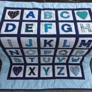 Handmade Made To Order Custom ABC Baby/ Child / Toddler Alphabet Blanket / Alphabet Quilt