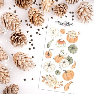 Autumn Pumpkins soft watercolor planner stickers boho