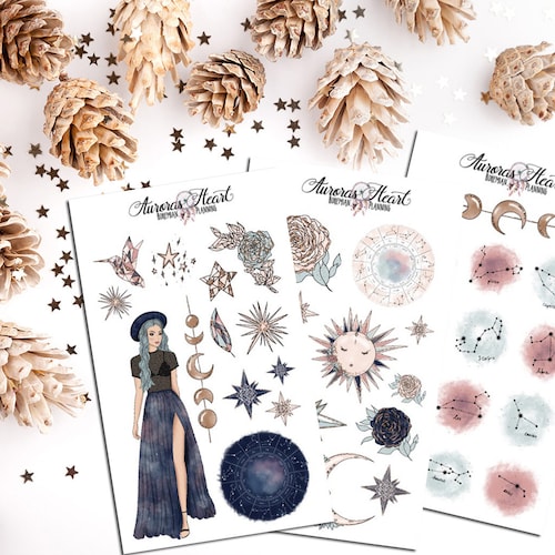 Moon Child Full Set Boho Planner Stickers - Etsy