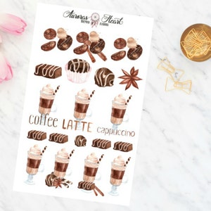 Coffee & chocolate watercolor planner stickers boho