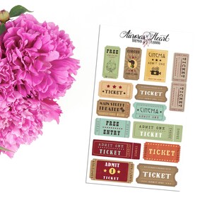 Tickets Vintage Retro Travel minimal planner stickers