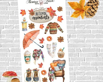 Autumn/Fall essentials soft watercolor planner stickers boho