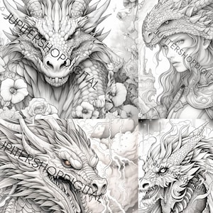 Dragon Coloring Pages - Unique Adult Coloring Sheets in Various Styles