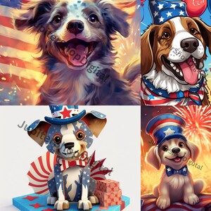 Bundel met clipart patriottische hond – 20+ png's voor 4 juli voor sublimatie, knutselen en doe-het-zelfcadeaus