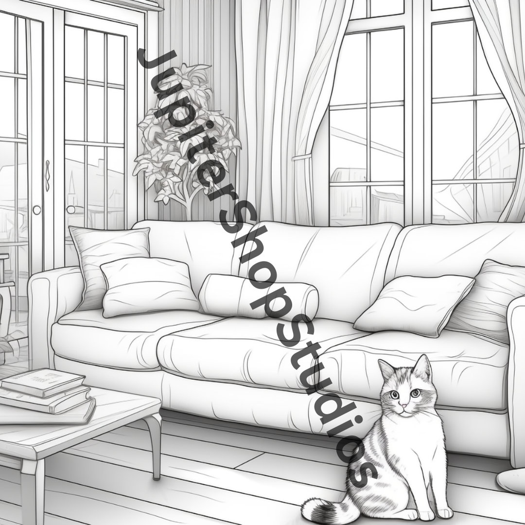 Adorable Cat Coloring Pages: Fun and Relaxing Activity for All Ages - Etsy