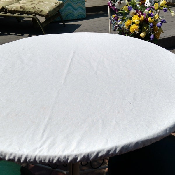 Fitted Round Table Cloth in Off/White- example only.  NOT FOR SALE