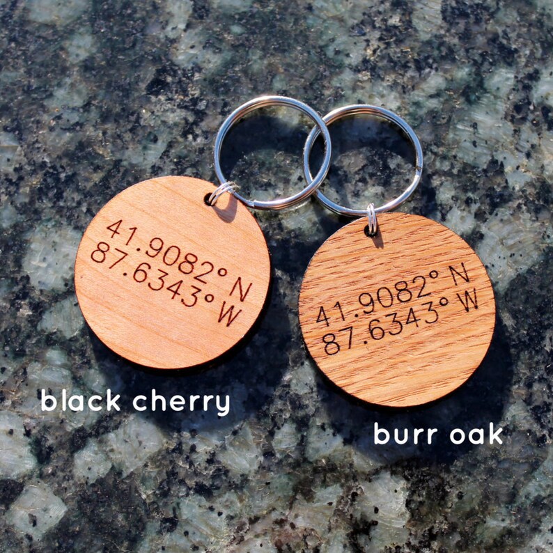 Custom coordinates urban wood keychain mothers day anniversary gift birthday gift personalized gift wedding gift