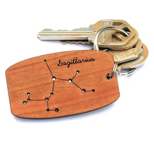 Sagittarius Zodiac constellation wood keychain made in the USA / birthday gift / astronomy / astrology / horoscope / personalized / jewelry