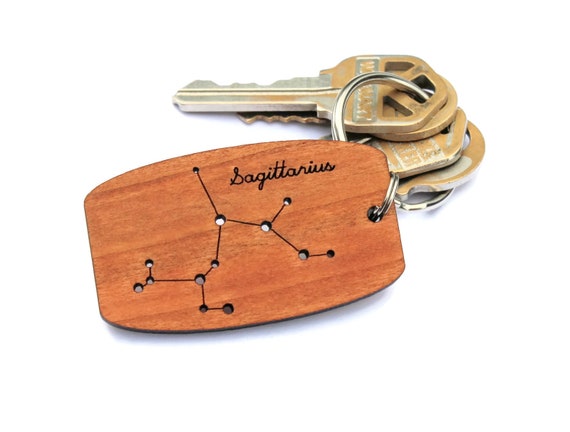 Sagittarius Zodiac constellation wood keychain made in the USA