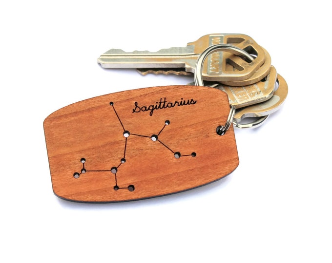Sagittarius Zodiac constellation wood keychain made in the USA / birthday gift / astronomy / astrology / horoscope / personalized / jewelry