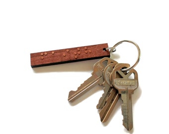 Custom Braille Keychain - Braille Jewelry - Wood Keychain - Made in the USA