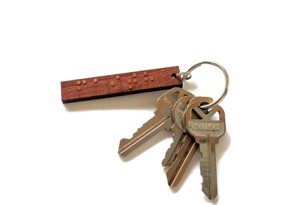 Custom Braille Keychain - Braille Jewelry - Wood Keychain - Made in the USA