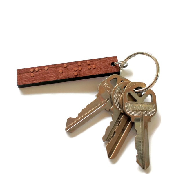 Custom Braille Keychain - Braille Jewelry - Wood Keychain - Made in the USA