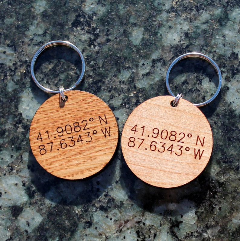 Custom coordinates urban wood keychain mothers day anniversary gift birthday gift personalized gift wedding gift
