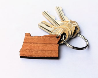 Oregon map wooden keychain made in the USA - Pacific northwest - Oregon state outline - home - personalized keychain - sustainable materials
