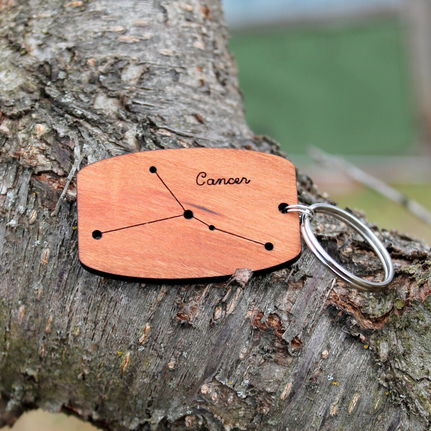 Cancer zodiac constellation wood keychain made in the USA / birthday ...