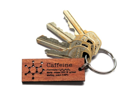 Caffeine Molecule Keychain - Coffee Tea Lovers Gift - Chemistry Science Keyring - Coffee Molecule