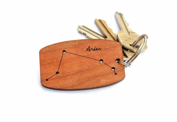 Aries Zodiac constellation wood keychain made in the USA / birthday gift / astronomy / astrology / horoscope / personalized / jewelry
