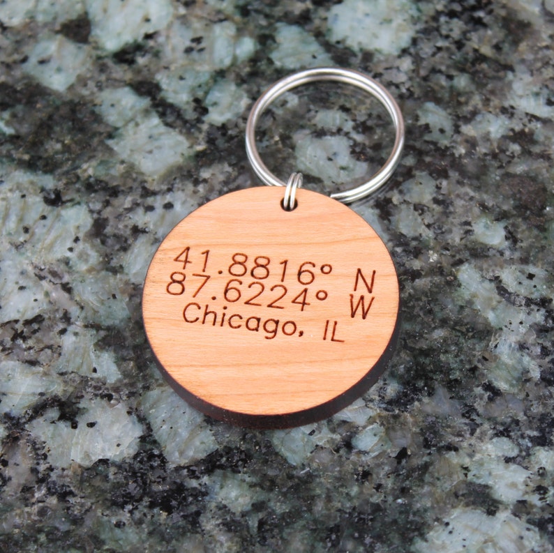 Custom coordinates urban wood keychain  mothers day   anniversary gift  birthday gift  personalized gift  wedding gift