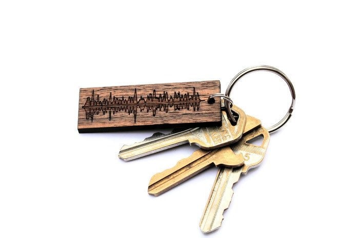  I Love You Soundwave Keychain Engraved Wood Key Chain