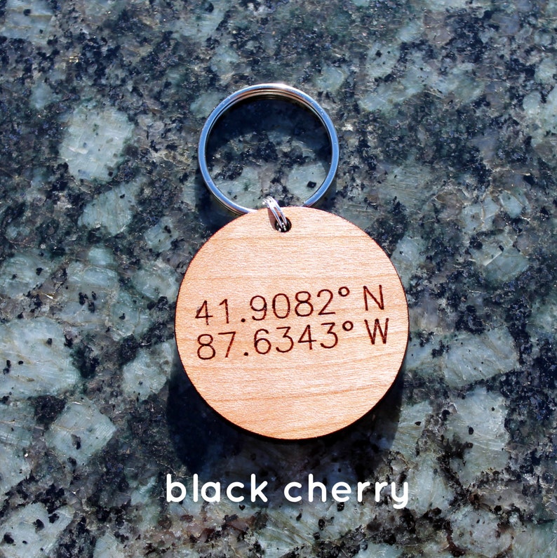 Custom coordinates urban wood keychain mothers day anniversary gift birthday gift personalized gift wedding gift