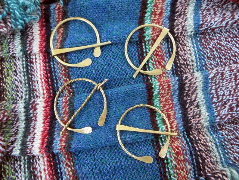 Twisted Wire Brass Shawl PinCeltic BroochPenannular Pin