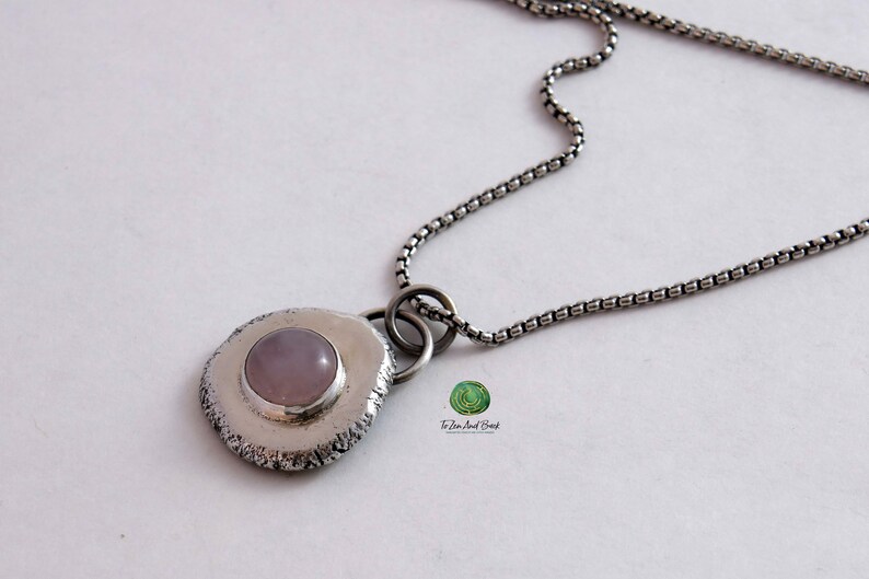 Shops Rose Quartz and Sterling Silver Necklace Recycled