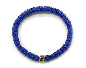 Prayer rope_Komboskini_Chiotki, Knotted bracelet, 40 knots, Satin cord,metal cross, thin, handmade