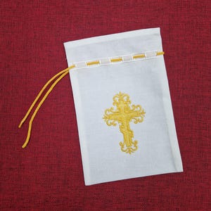 Bestickter Baumwollstoffbeutel für Prosphora Kommunion Brot Antidoron Eucharistie.  13х20 cm (5.12&#39;&#39;x7.87&#39;&#39;) Größe