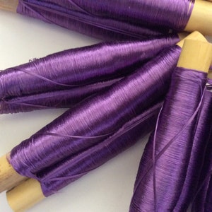 X2 spools of purple Lilac thread in vegetable silk, Moroccan sabra, silk, embroidery, vegan