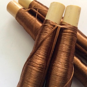 2 bobine di fili di seta sabra in colore marrone Lavallière, seta marocchina, seta vegana, prodotto naturale, ricamo