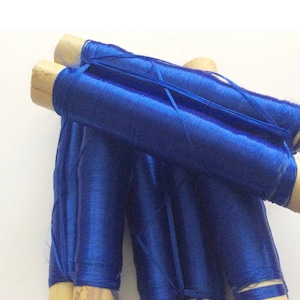 Bobine di filo di seta blu elettrico X2, filo di seta, Marocco, ricamo, lusso, fili vegani