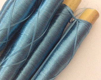 2 coils light blue silk threads, Moroccan sabra, silk, vegan, vegetable