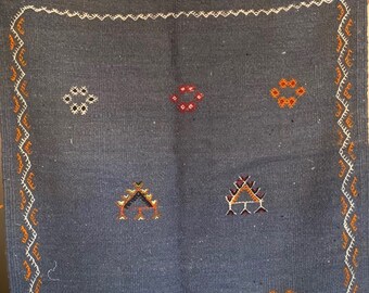Blue Berber rug 1 m x 75 cm, wool rug, handmade, Moroccan handicrafts, Morocco, Berber, Tradition