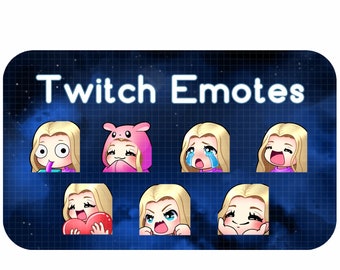 Cute Blonde Twitch Emote Pack  | Cute Twitch Emotes | Blonde Hair Girl Twitch Emotes | Chibi Girl Emotes